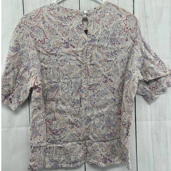 Vintage ILGWU Black Island Petites by Marina Pappas Paisley Short Sleeve Blouse - Picture 2 of 3